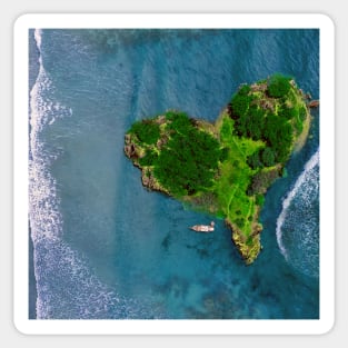 Heart islands in Blue ocean photography Sticker